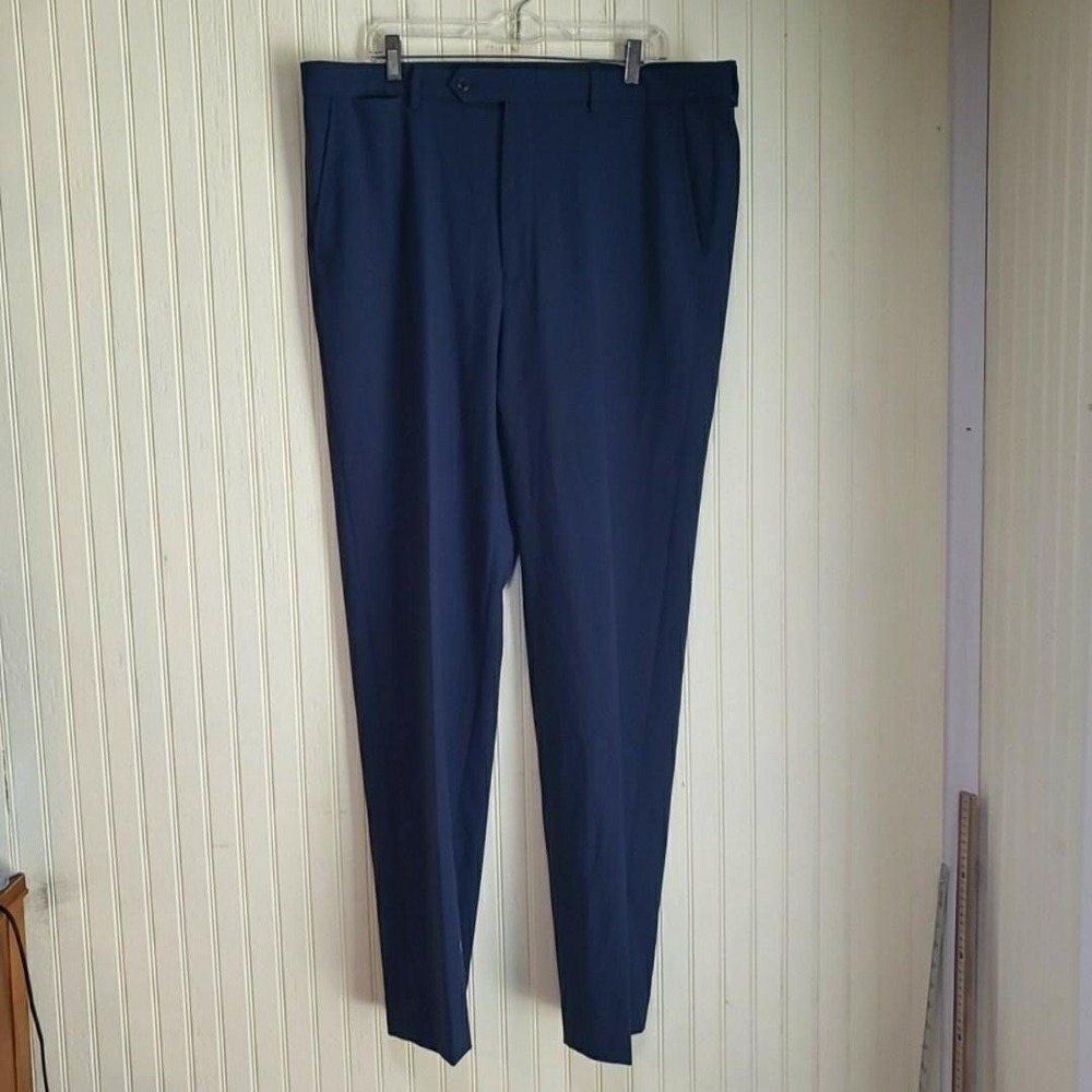 Nautica Dress Pants Mens 38x34 Blue Gaff Flat Front‎ Stretch Lined Suit Slacks